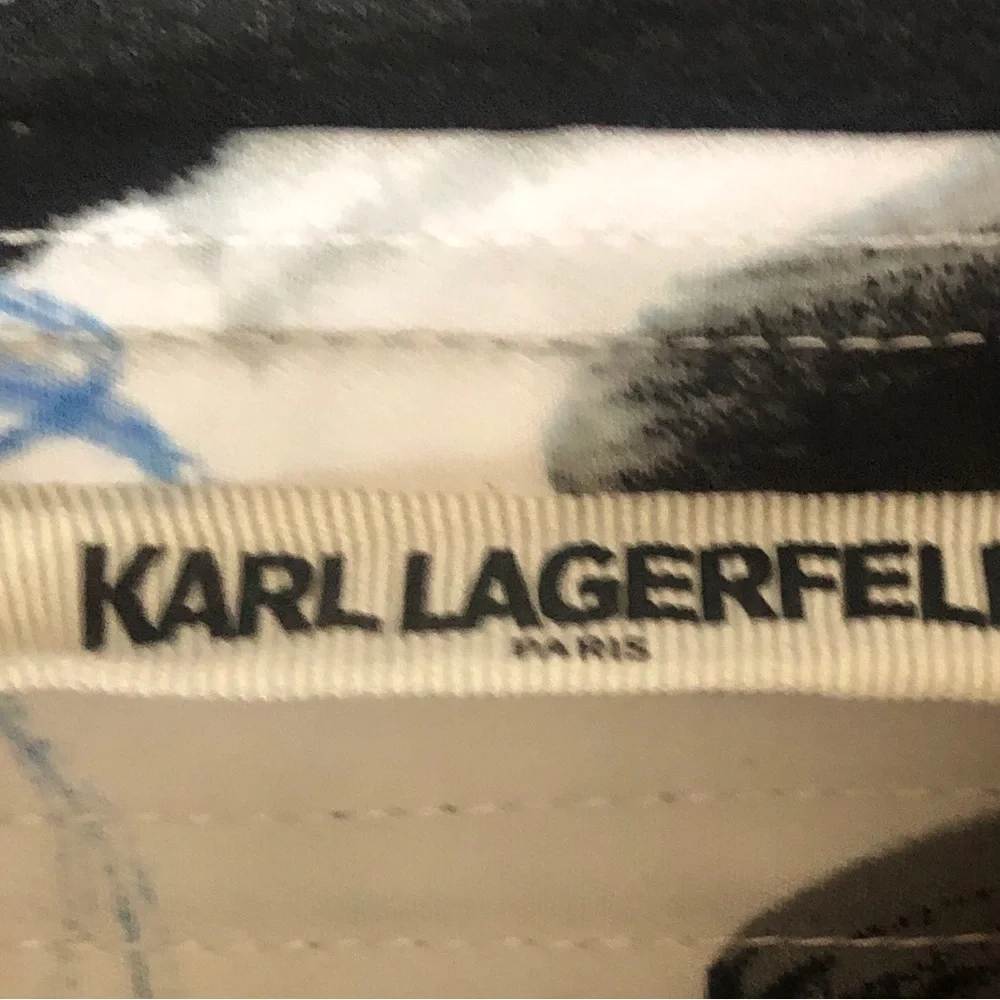 Karl Lagerfeld White Tee with Blue and Black Graffiti Print - Picture 5 of 11